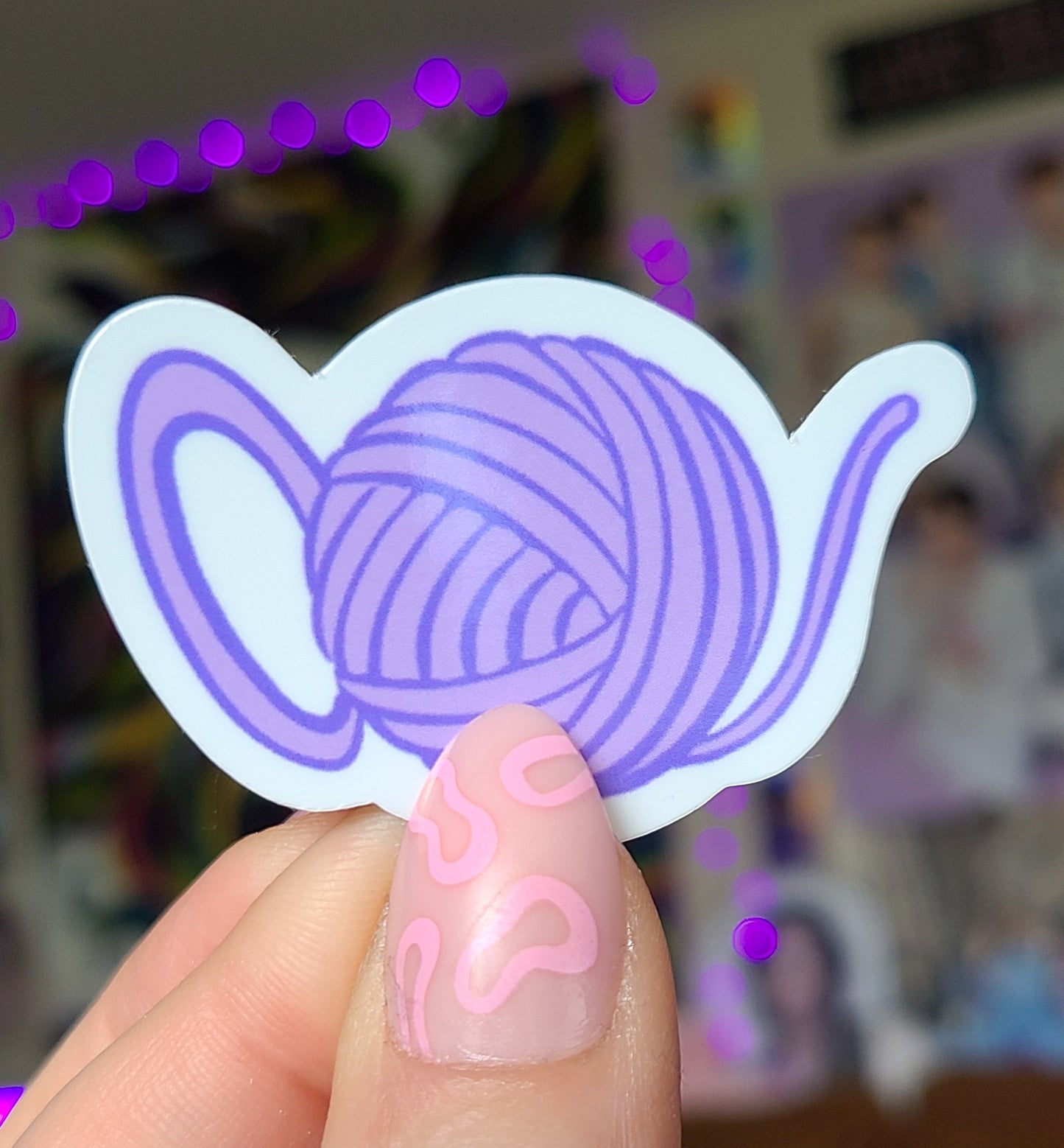 Purple Yarn Teapot Vinyl Sticker