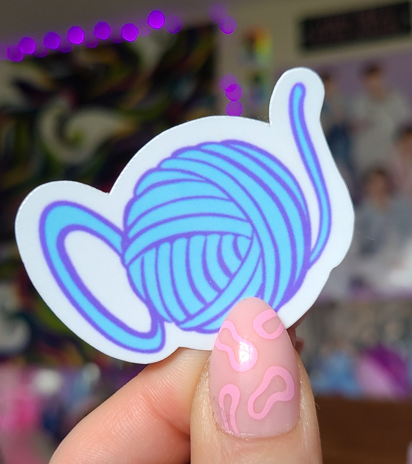 Blue Yarn Teapot Vinyl Sticker