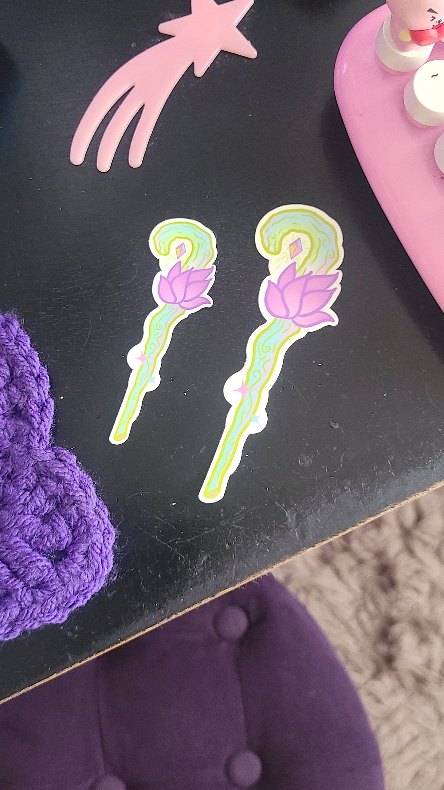 Cute Lotus Staff Vinyl Sticker