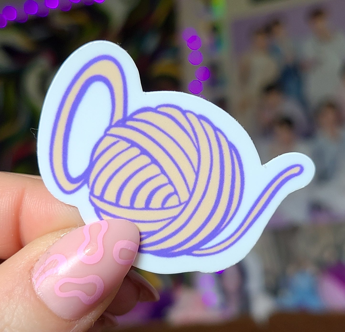 Yellow Yarn Teapot Vinyl Sticker