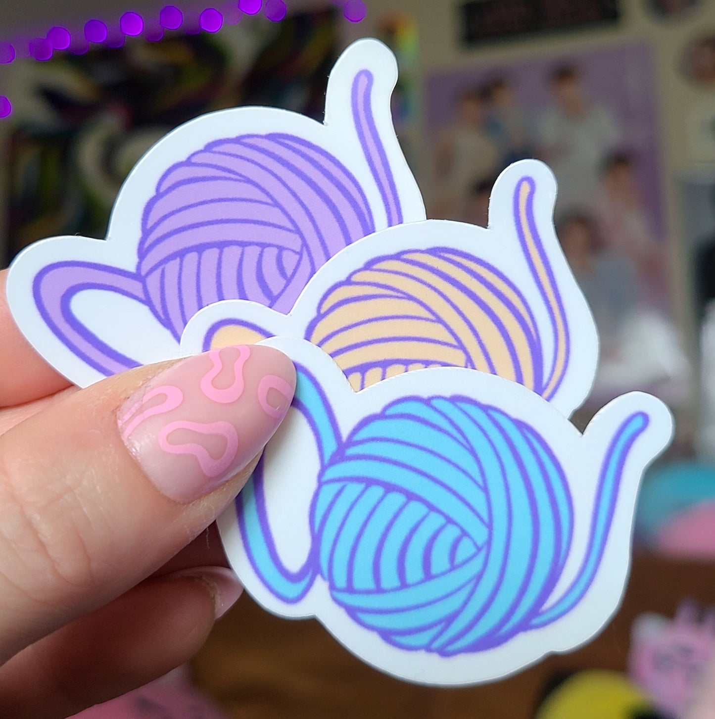 Yellow Yarn Teapot Vinyl Sticker
