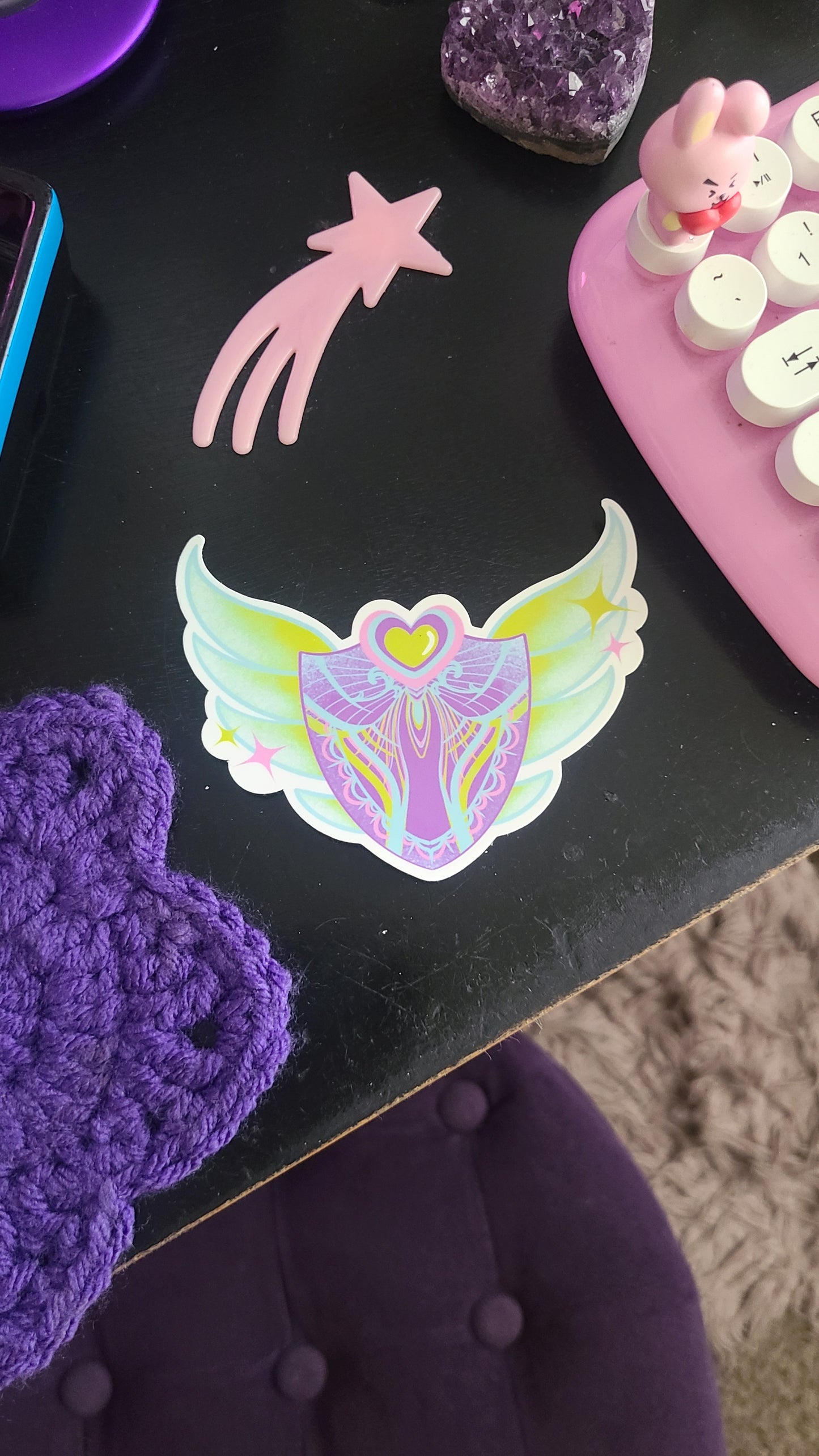Cute Winged Shield Vinyl Sticker