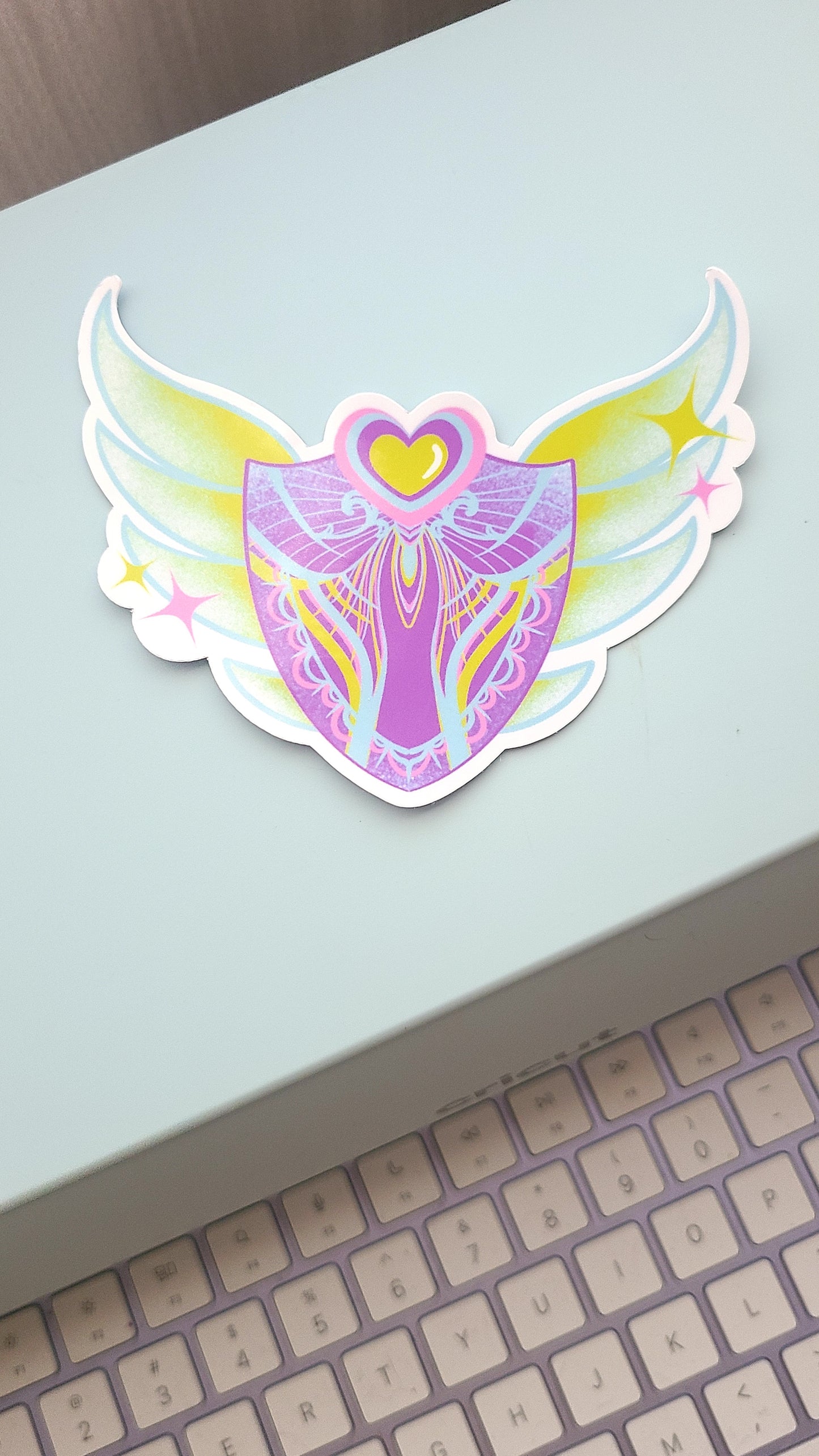 Cute Winged Shield Vinyl Sticker