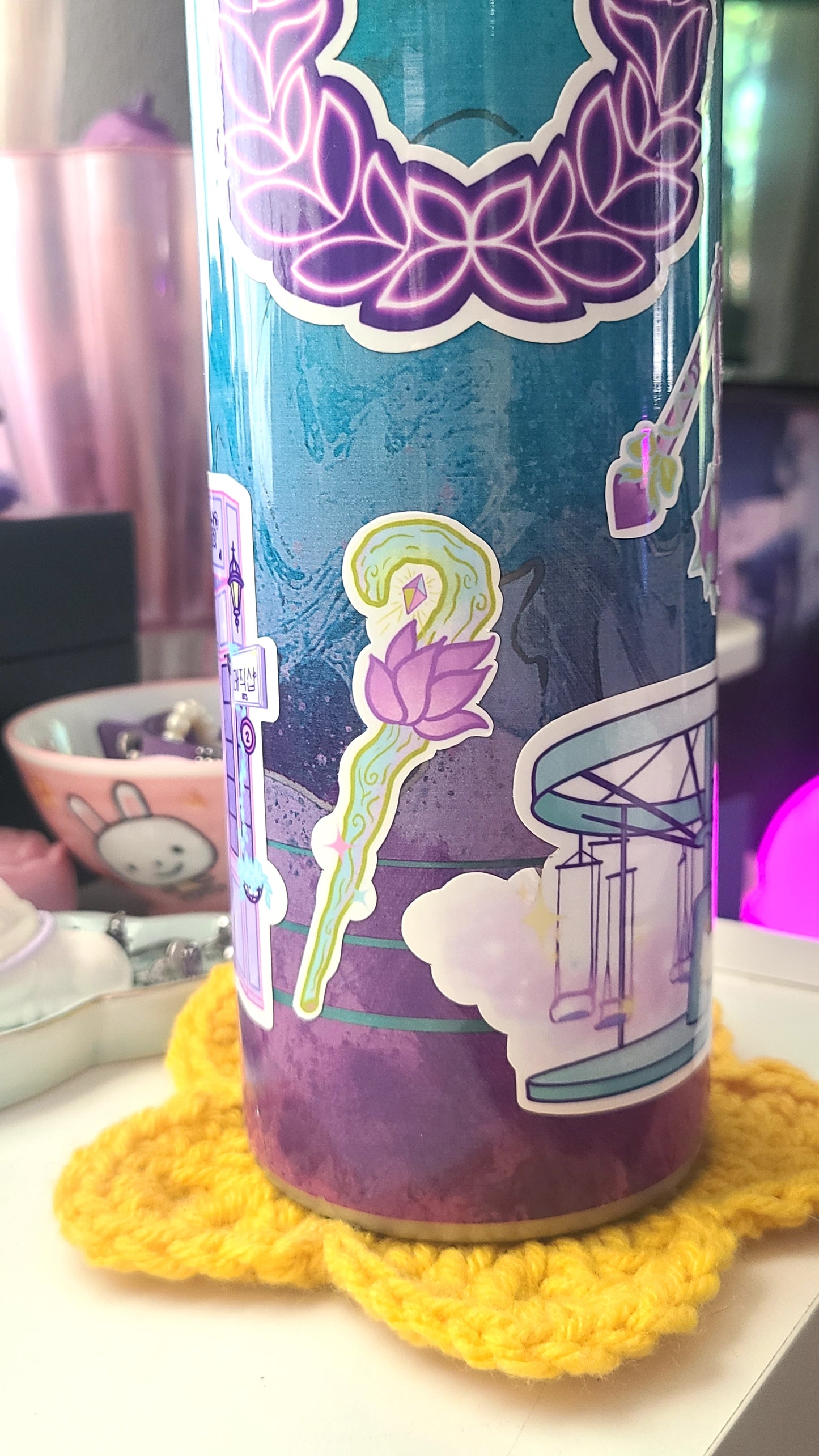 Cute Lotus Staff Vinyl Sticker