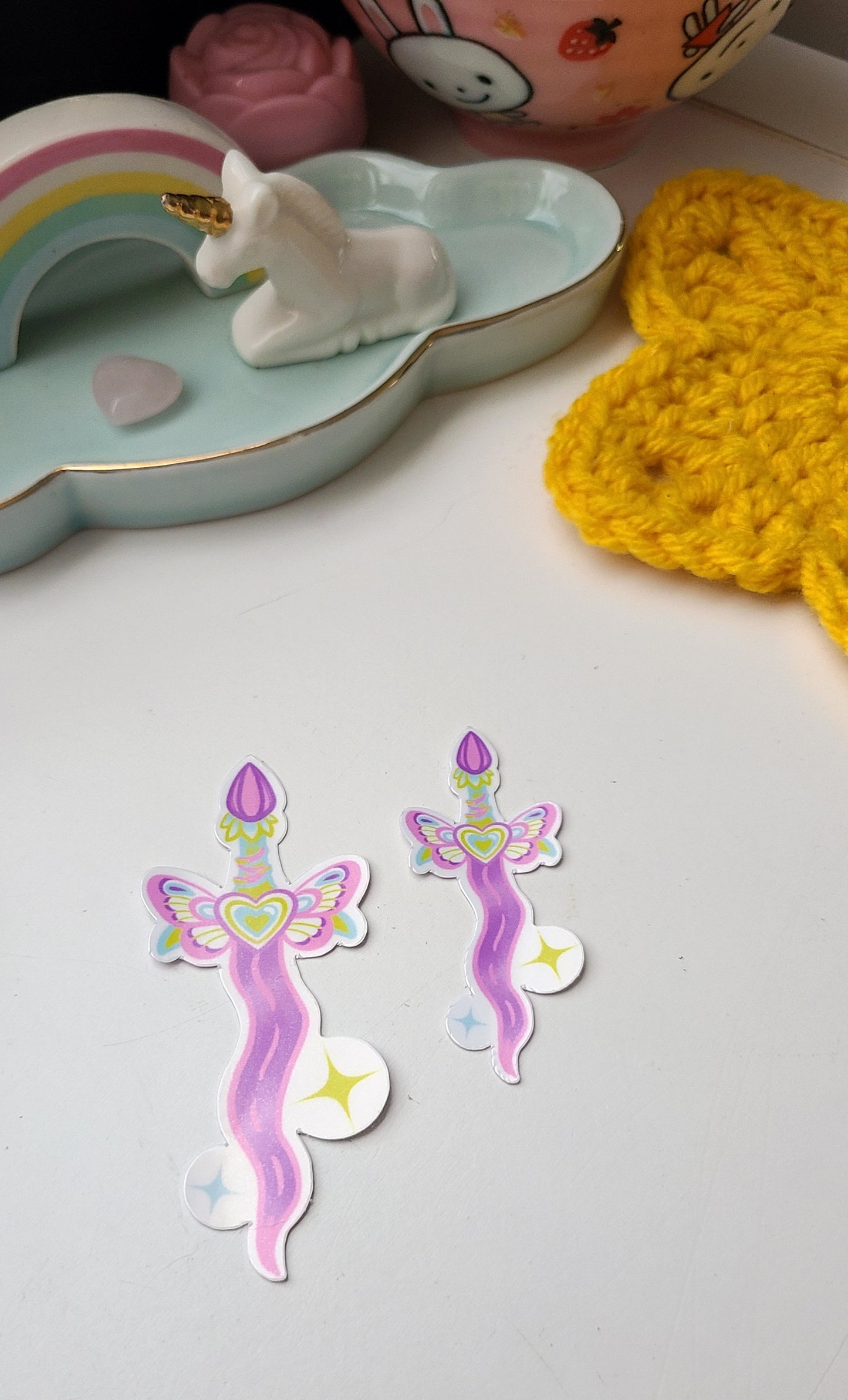 Cute Butterfly Dagger Vinyl Sticker