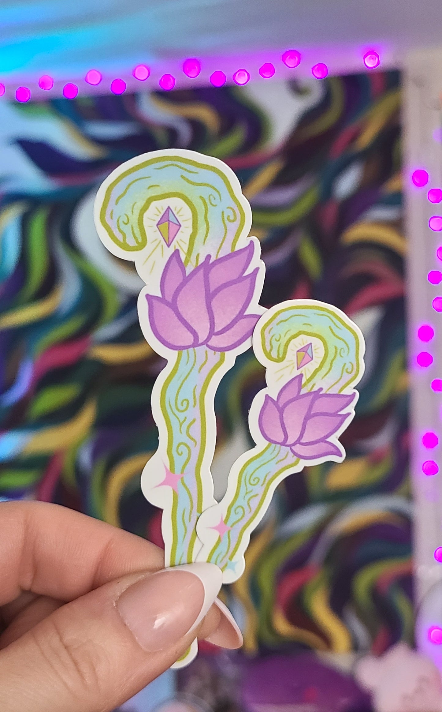 Cute Lotus Staff Vinyl Sticker