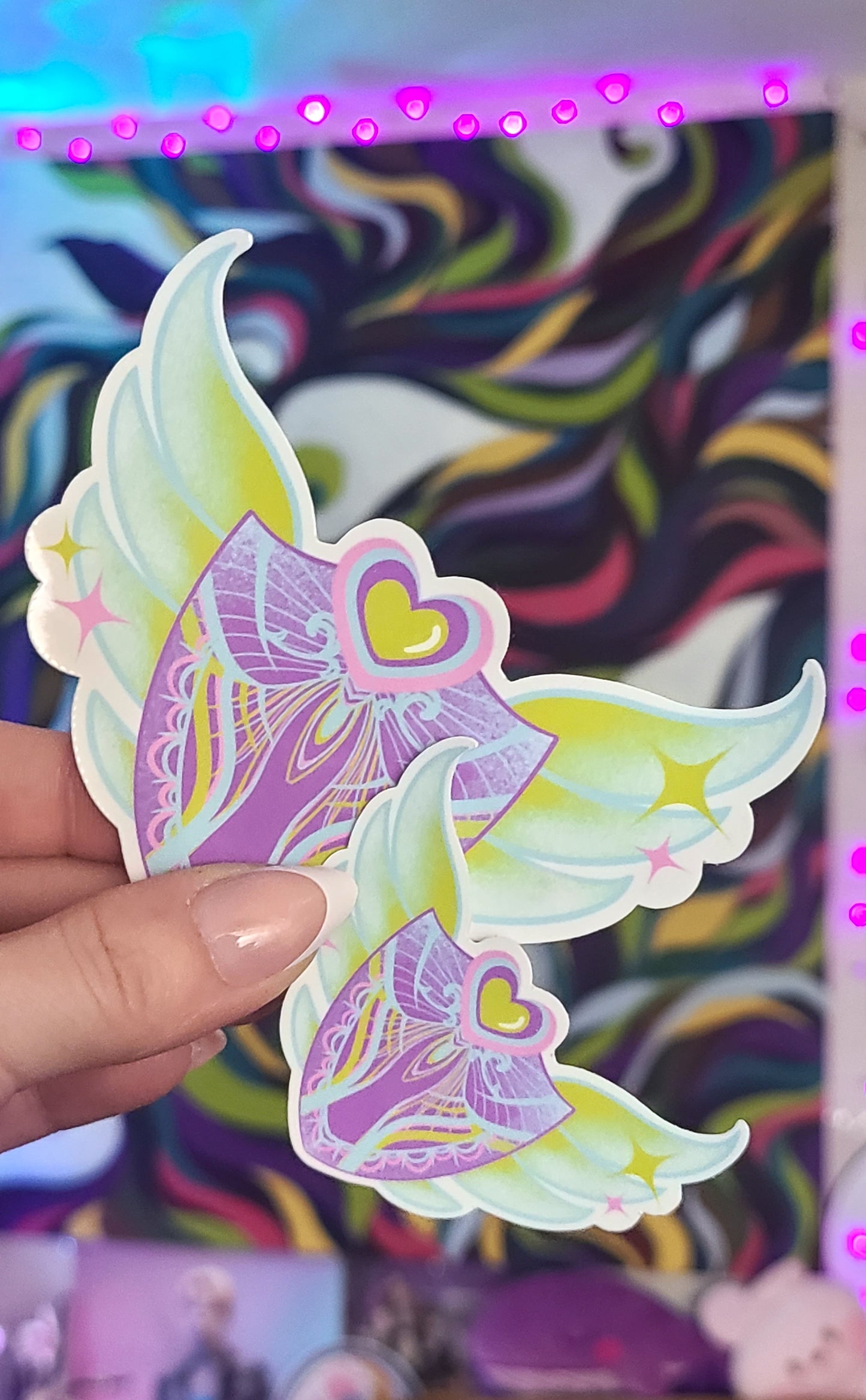 Cute Winged Shield Vinyl Sticker