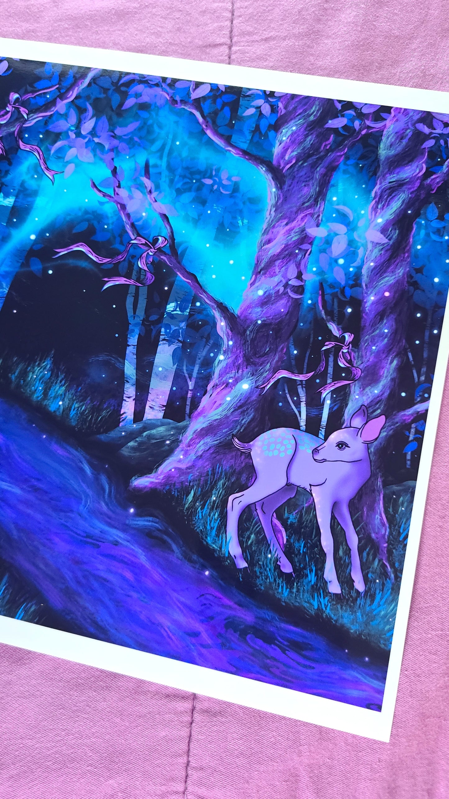 Forest Stream Fawns - Art Print