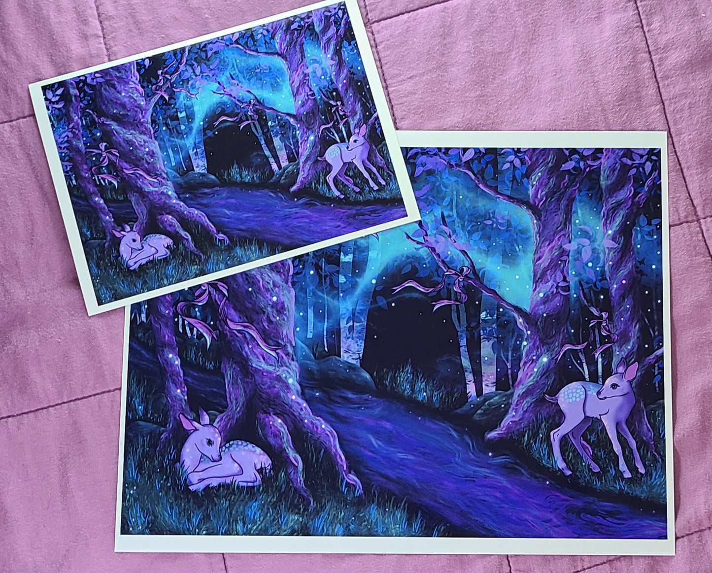 Forest Stream Fawns - Art Print