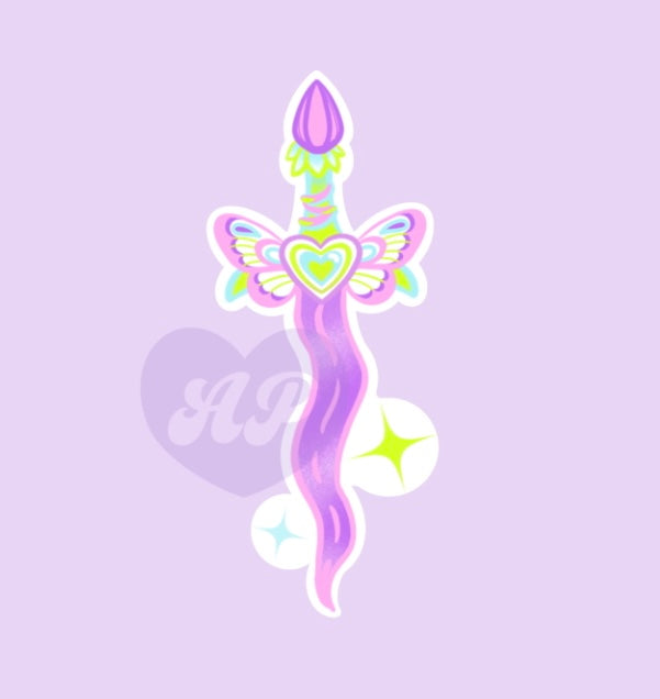 Cute Butterfly Dagger Vinyl Sticker