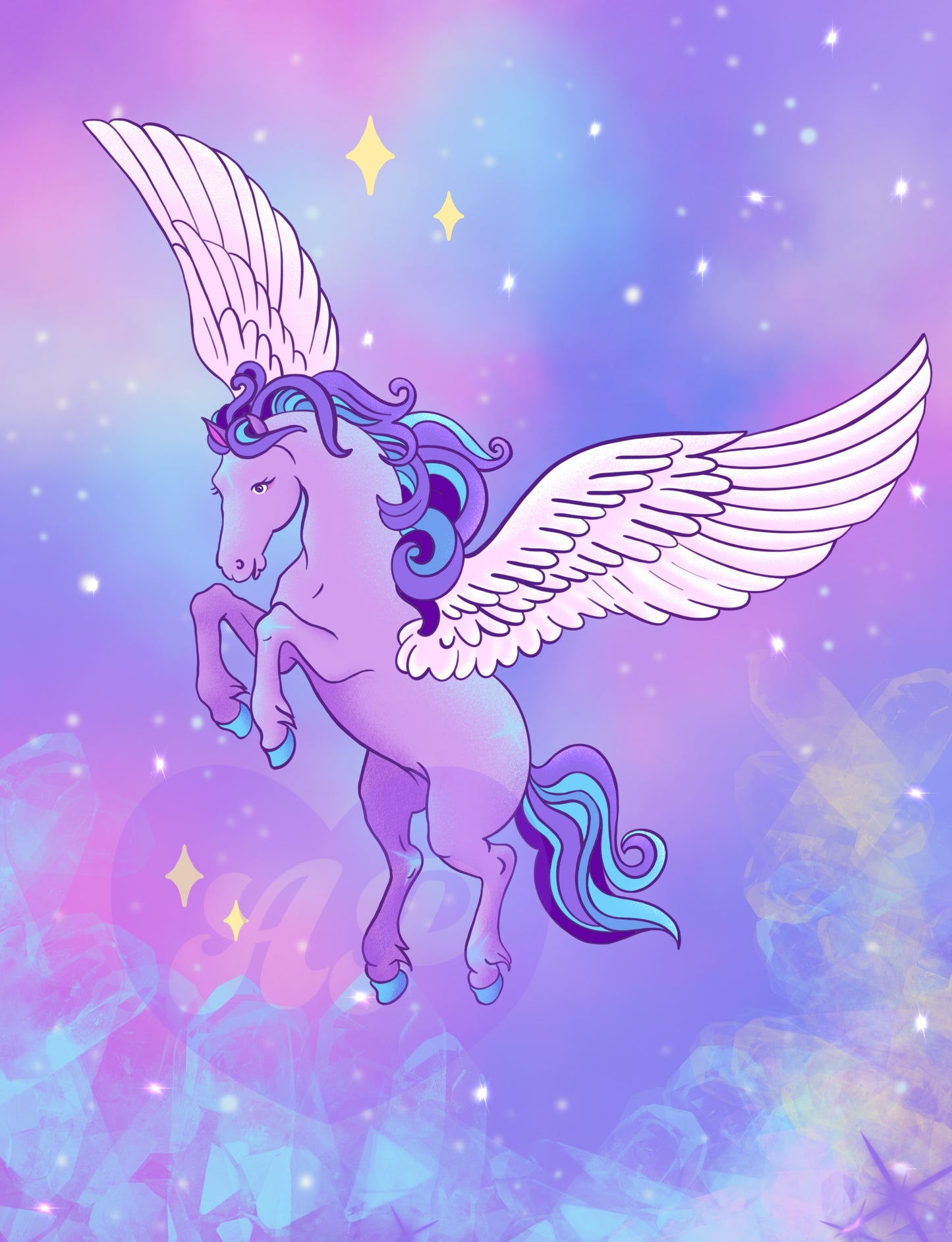 Crystal Pegasus - Winged Horse Art Print