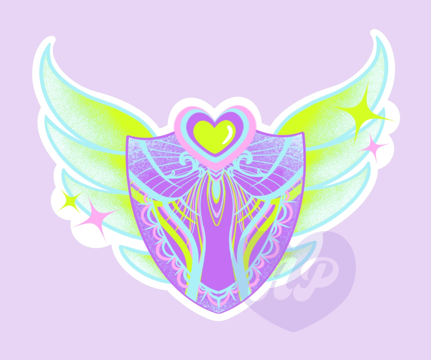 Cute Winged Shield Vinyl Sticker