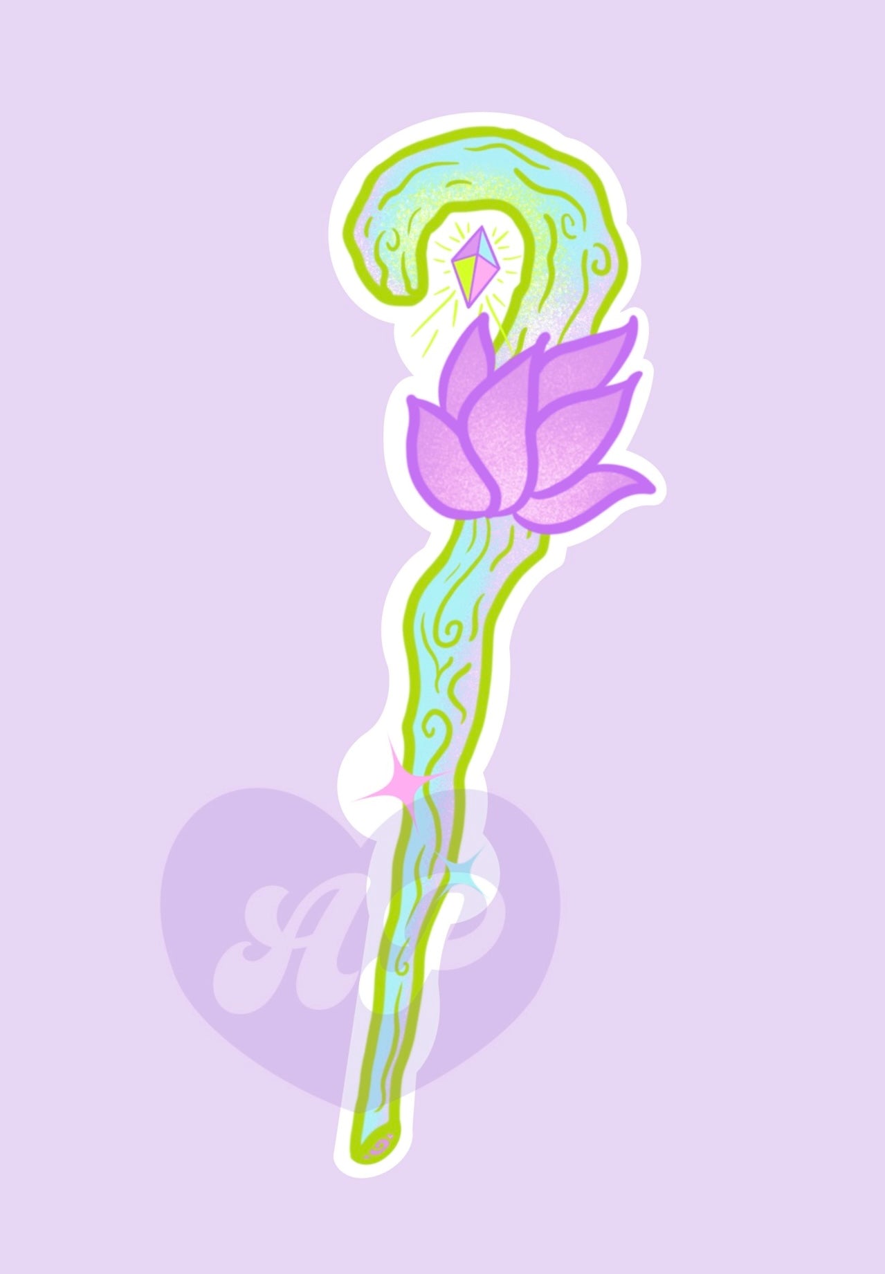 Cute Lotus Staff Vinyl Sticker